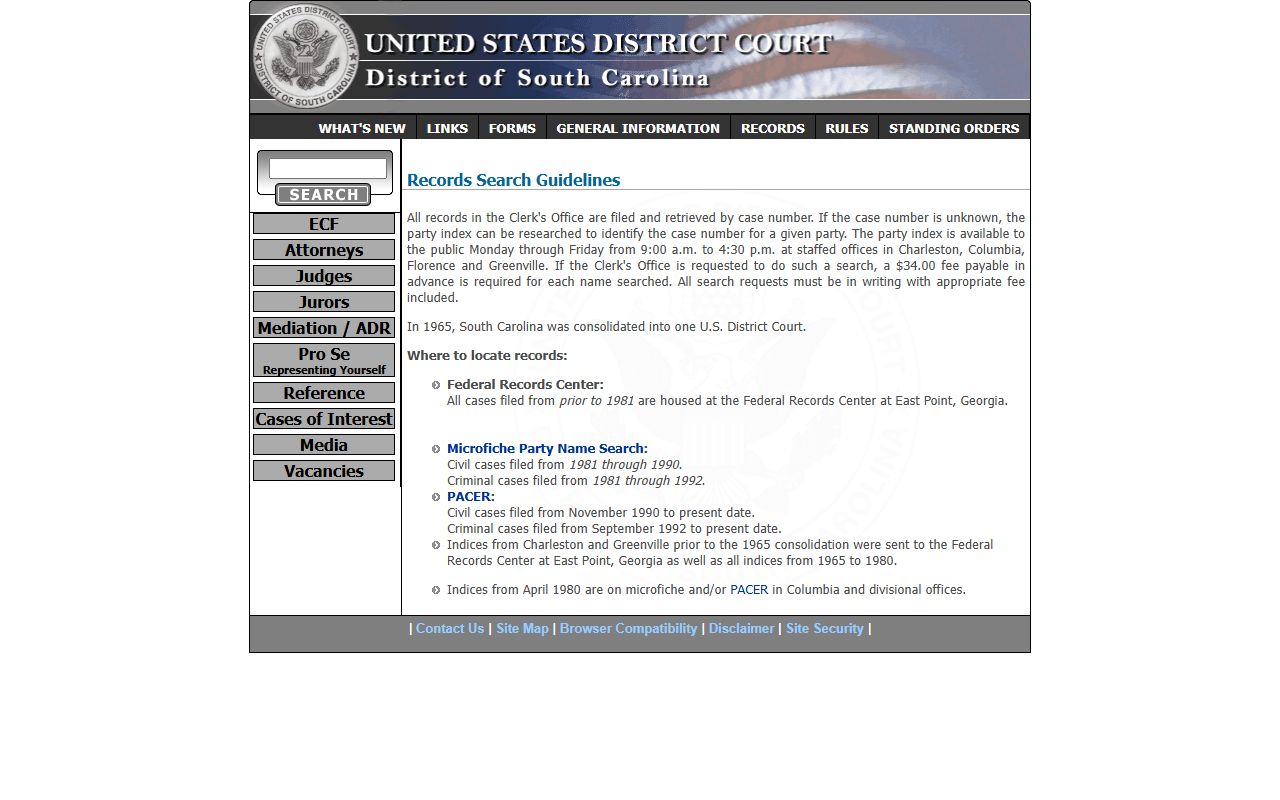 Marlboro County Clerk of Court federal case records information source