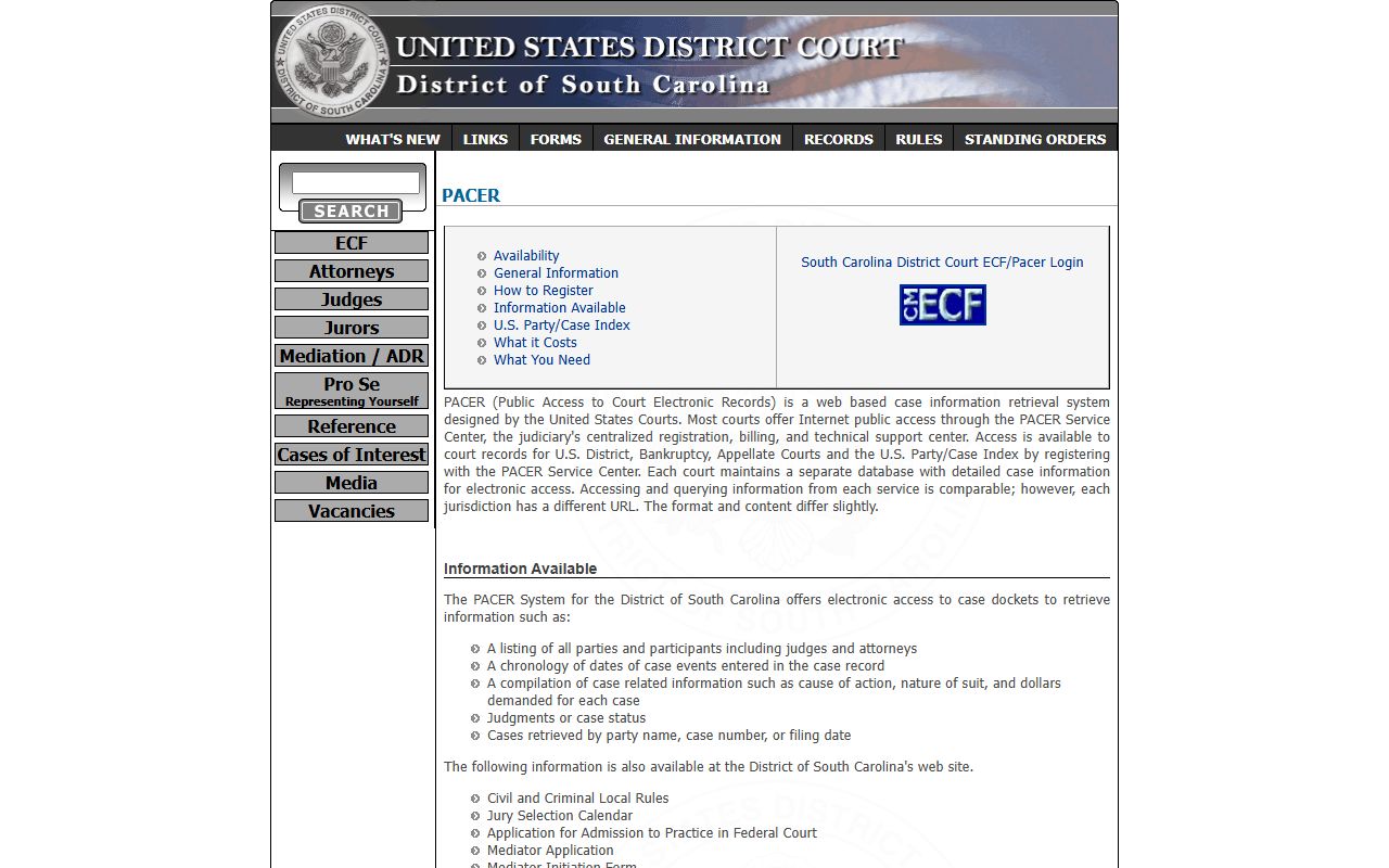 Marlboro County Clerk of Court PACER information source