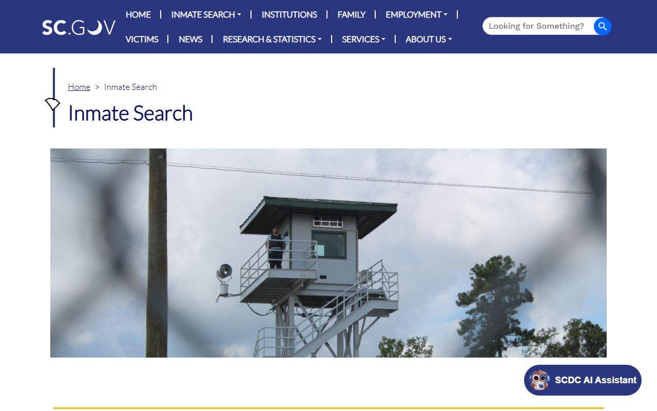 Marlboro County court records source showing SCDC inmate search disclaimer limits