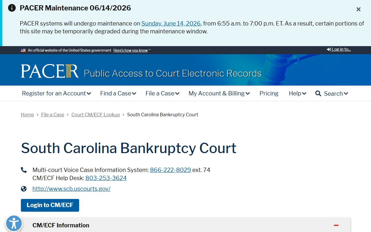 Marlboro County Circuit Court bankruptcy PACER source