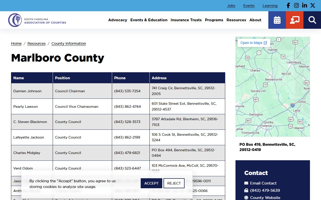 Marlboro County warrant records directory source for detention and county officials
